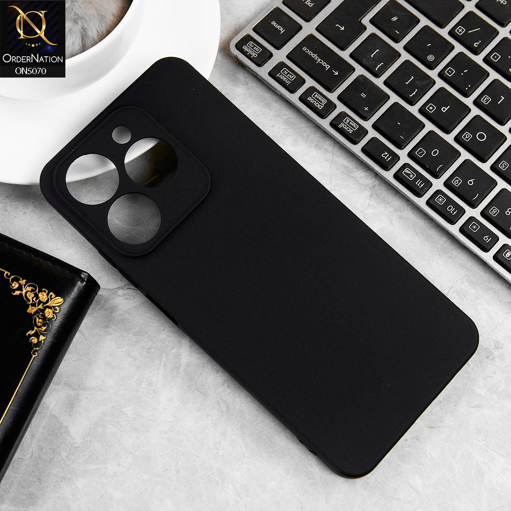 Infinix Hot 40i Cover - Black - New Liquid Silicone Soft TPU Case With Camera Protection