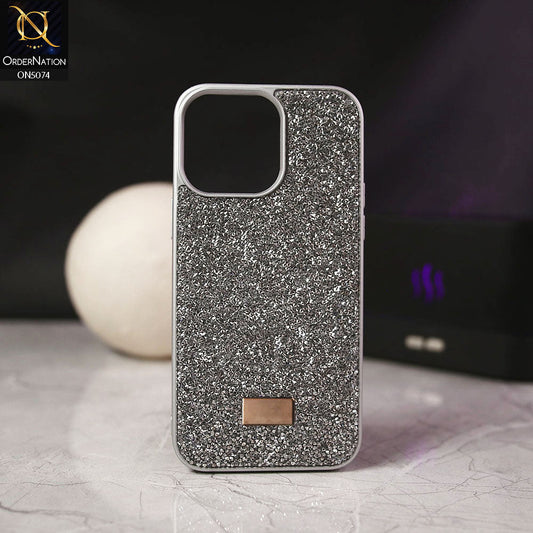 iPhone 14 Pro Max Cover - Silver - Luxury Bling Rhinestones Diamond shiny Glitter Soft TPU Case