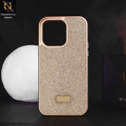 iPhone 15 Pro Max Cover - Golden - Luxury Bling Rhinestones Diamond shiny Glitter Soft TPU Case