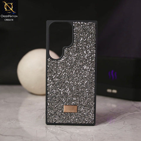 Samsung Galaxy S24 Ultra Cover - Dark Gray - Luxury Bling Rhinestones Diamond shiny Glitter Soft TPU Case