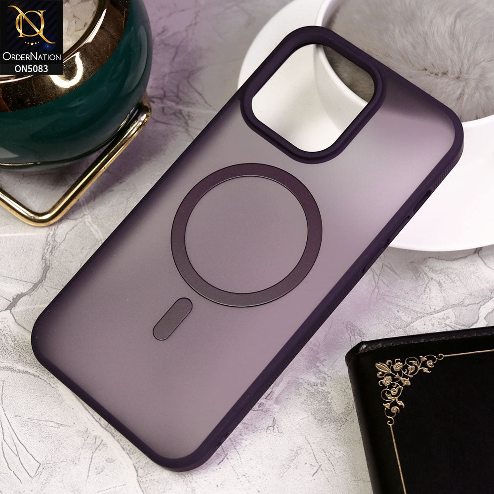 iPhone 14 Pro Max Cover - Deep Purple- Trendy Matte Colour Transparent Soft Border Case With Magsafe