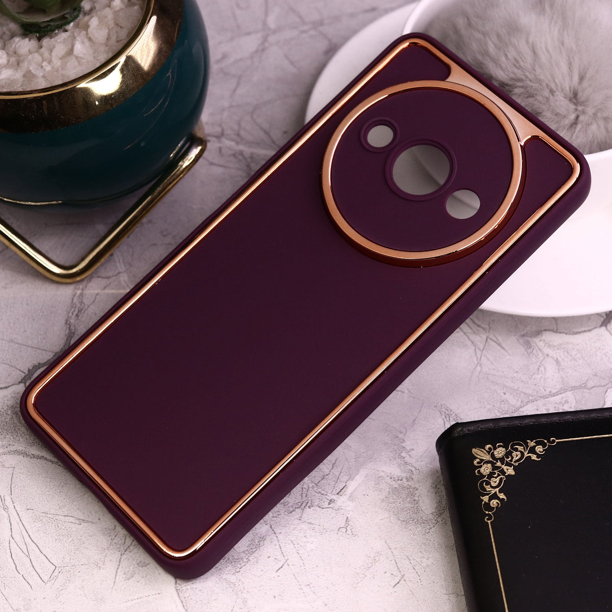 Xiaomi Redmi A3 Cover - Magenta - Electroplating Borders Candy Colour Soft Silicon Case With Camera Protection