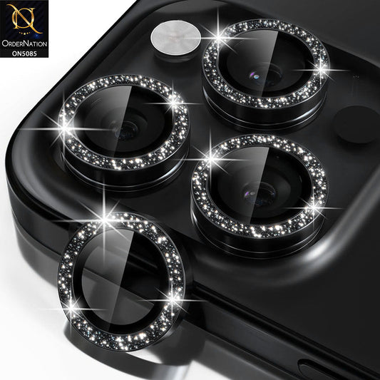 iPhone 14 Pro Max Camera Protector - Black - Shiny Bling Glitter Camera Metal Ring Protector