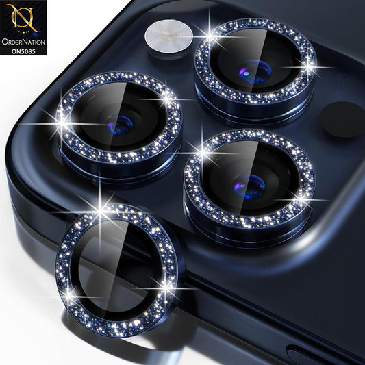 iPhone 15 Pro Max Camera Protector - Blue - Shiny Bling Glitter Camera Metal Ring Protector