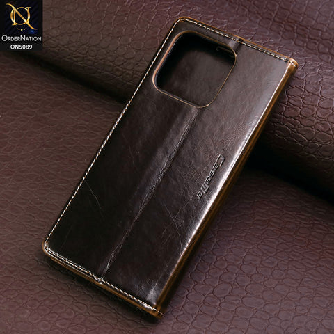 Xiaomi Redmi 12C Cover - Brown - CaseMe Classic Leather Flip Book Card Slot Case