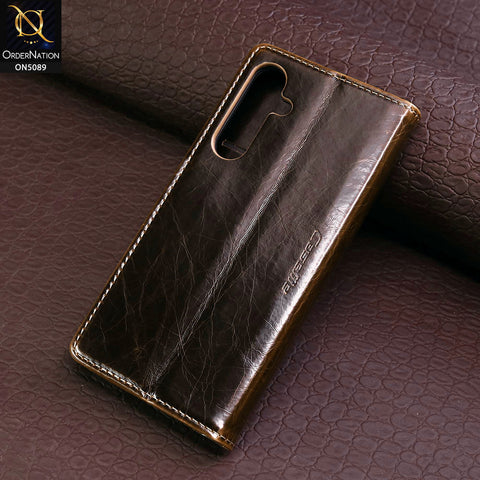 Samsung Galaxy S23 FE Cover - Brown - CaseMe Classic Leather Flip Book Card Slot Case