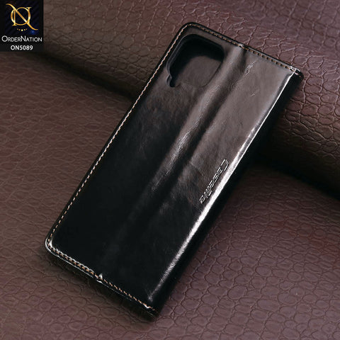 Samsung Galaxy A12 Nacho Cover - Black - CaseMe Classic Leather Flip Book Card Slot Case