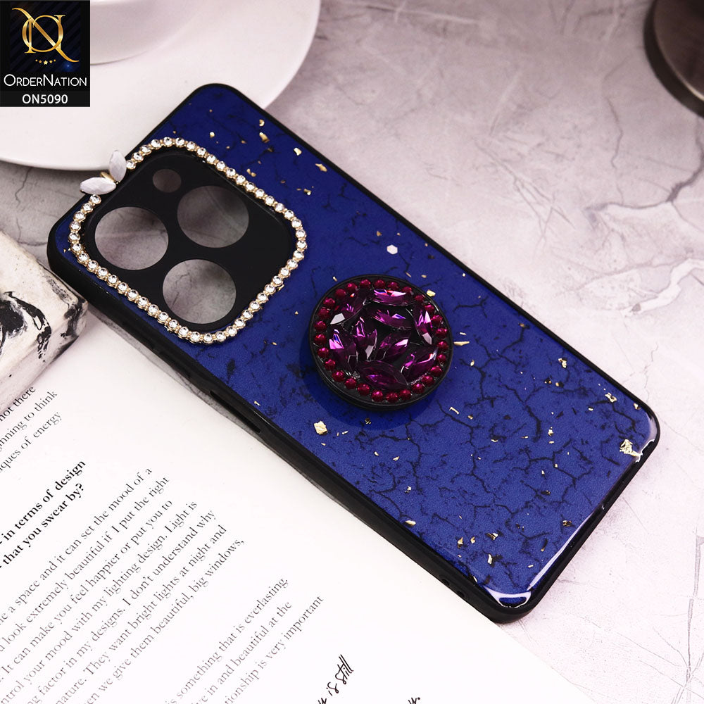 Infinix Hot 40 Cover - Design6 - Bling Series - Glitter Foil Soft Border Case With Holder(Glitter Does Not Move)