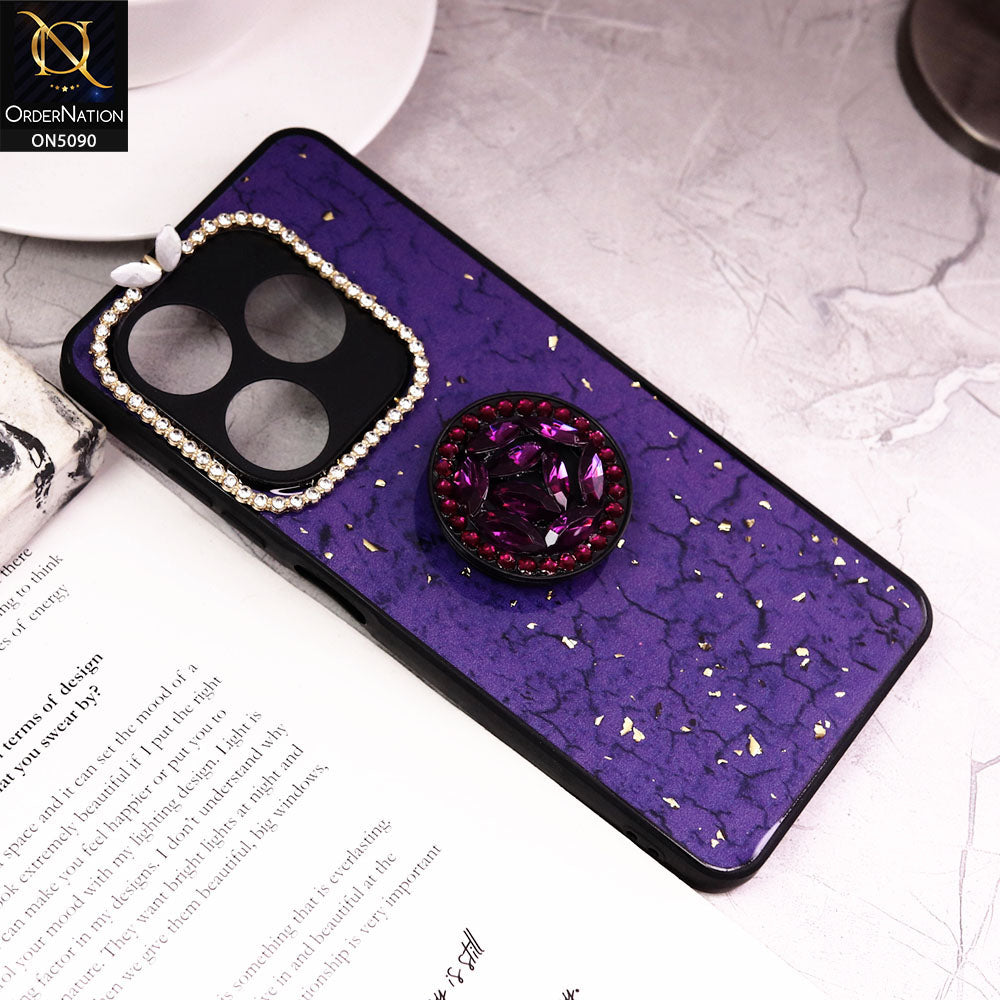 Tecno Spark 10C Cover - Design5 - Bling Series - Glitter Foil Soft Border Case With Holder(Glitter Does Not Move)