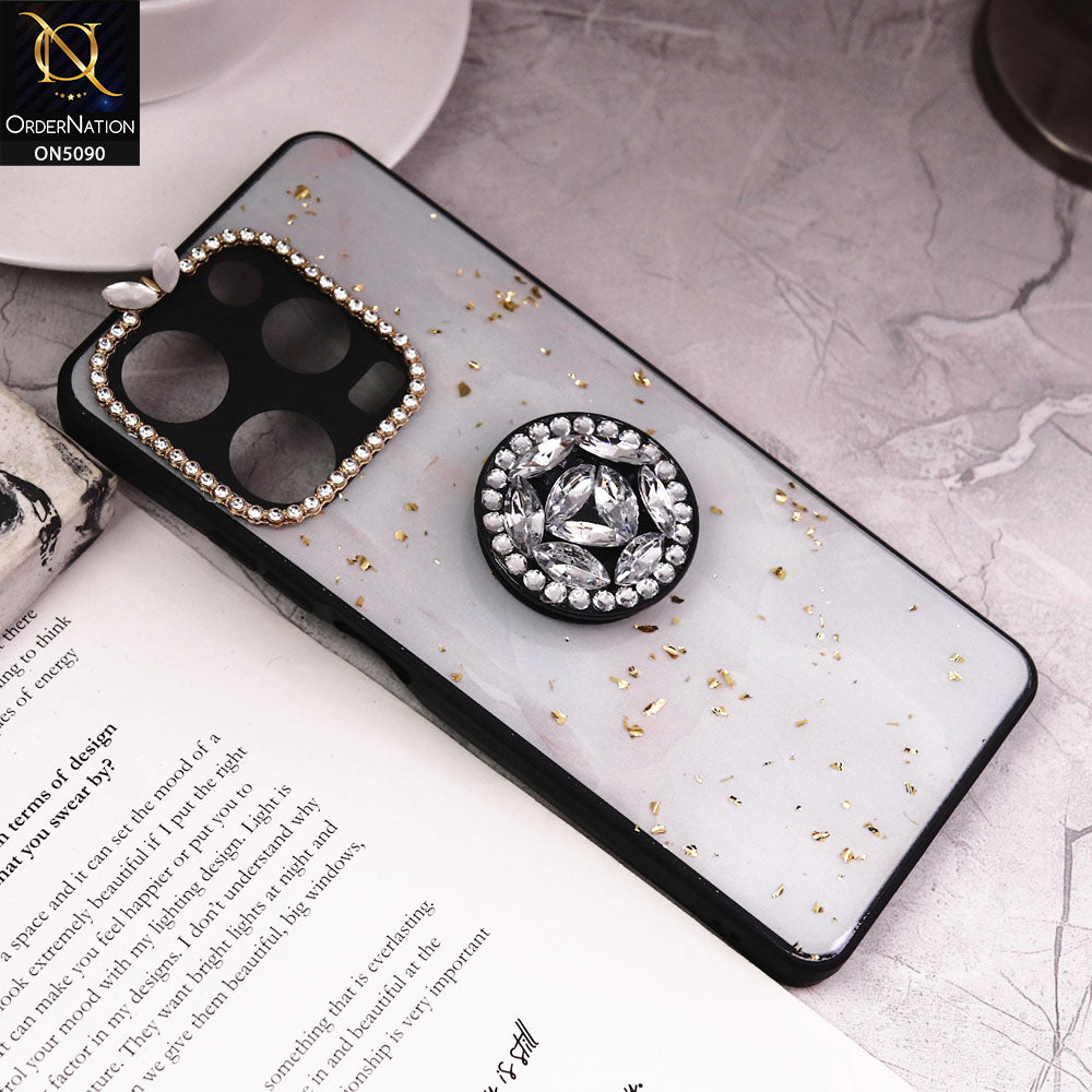 Tecno Spark 10 Pro Cover - Design10 - Bling Series - Glitter Foil Soft Border Case With Holder(Glitter Does Not Move)