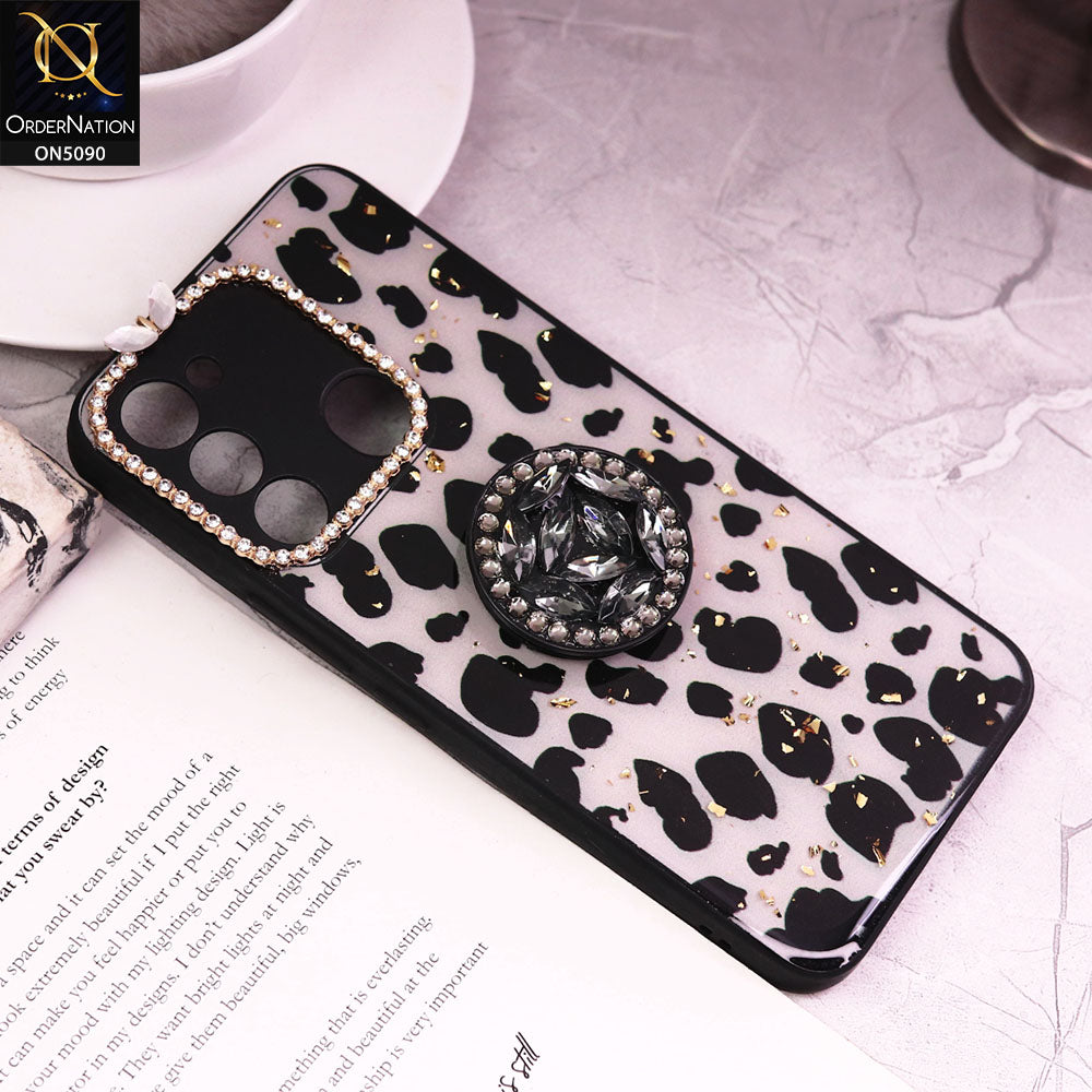 Tecno Spark 8C Cover - Design3 - Bling Series - Glitter Foil Soft Border Case With Holder(Glitter Does Not Move)