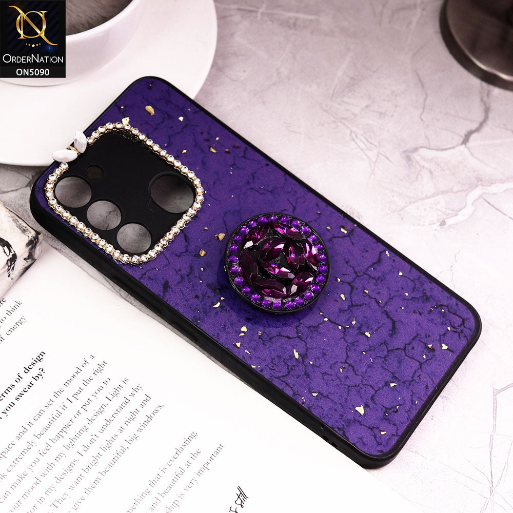 Tecno Spark 8C Cover - Design5 - Bling Series - Glitter Foil Soft Border Case With Holder(Glitter Does Not Move)