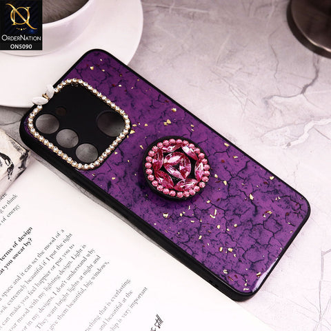 Tecno Spark 8C Cover - Design7 - Bling Series - Glitter Foil Soft Border Case With Holder(Glitter Does Not Move)