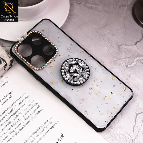 Infinix Smart 7 Plus Cover - Design10 - Bling Series - Glitter Foil Soft Border Case With Holder(Glitter Does Not Move)