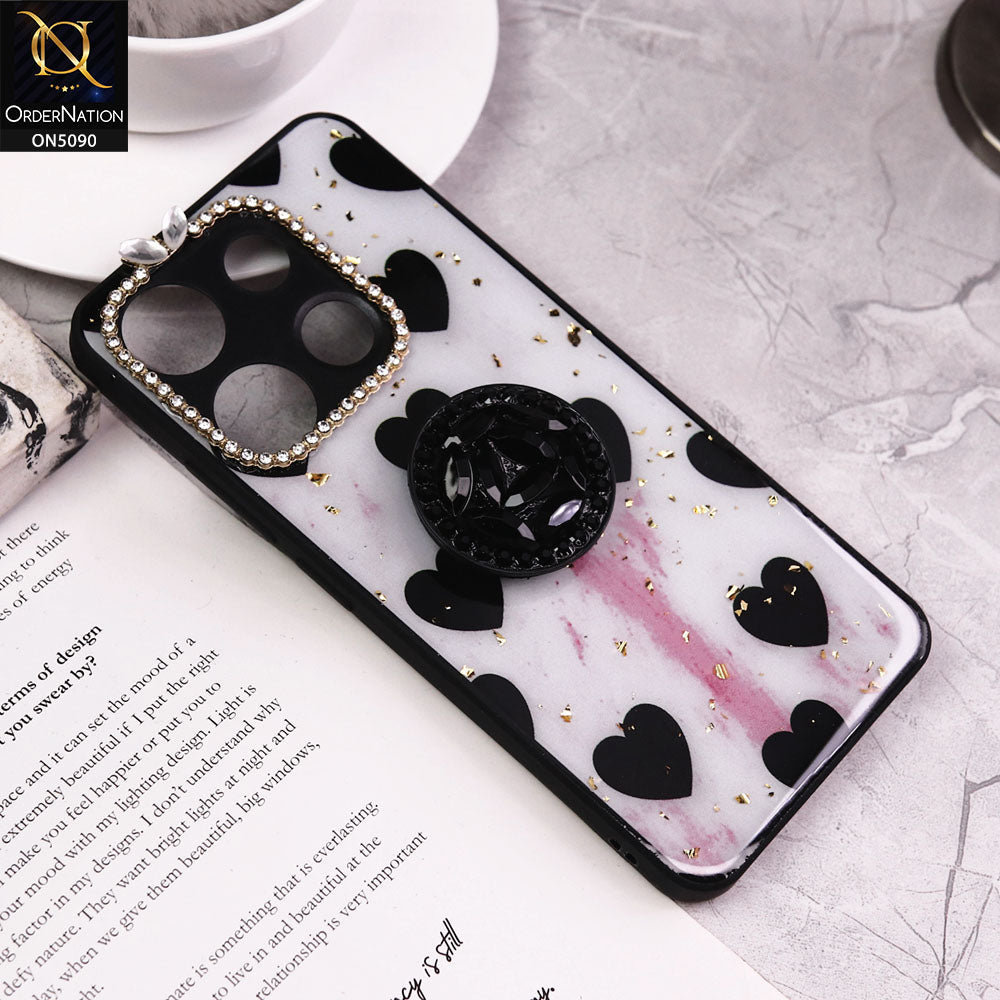 Infinix Smart 7 Plus Cover - Design2 - Bling Series - Glitter Foil Soft Border Case With Holder(Glitter Does Not Move)