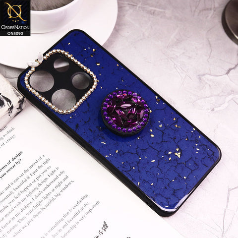 Tecno Pop 7 Pro Cover - Design6 - Bling Series - Glitter Foil Soft Border Case With Holder(Glitter Does Not Move)