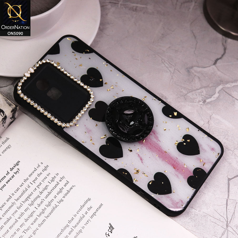 Vivo Y02t Cover - Design2 - Bling Series - Glitter Foil Soft Border Case With Holder(Glitter Does Not Move)