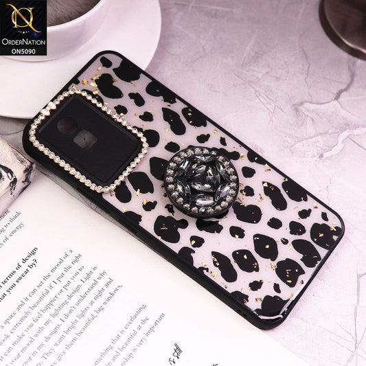 Vivo Y02t Cover - Design3 - Bling Series - Glitter Foil Soft Border Case With Holder(Glitter Does Not Move)