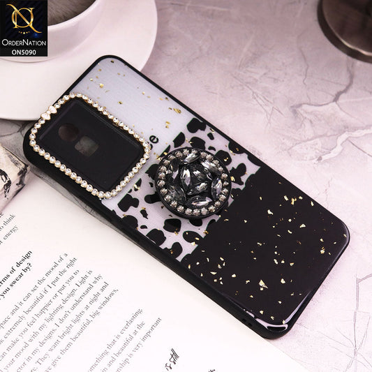 Vivo Y02t Cover - Design4 - Bling Series - Glitter Foil Soft Border Case With Holder(Glitter Does Not Move)