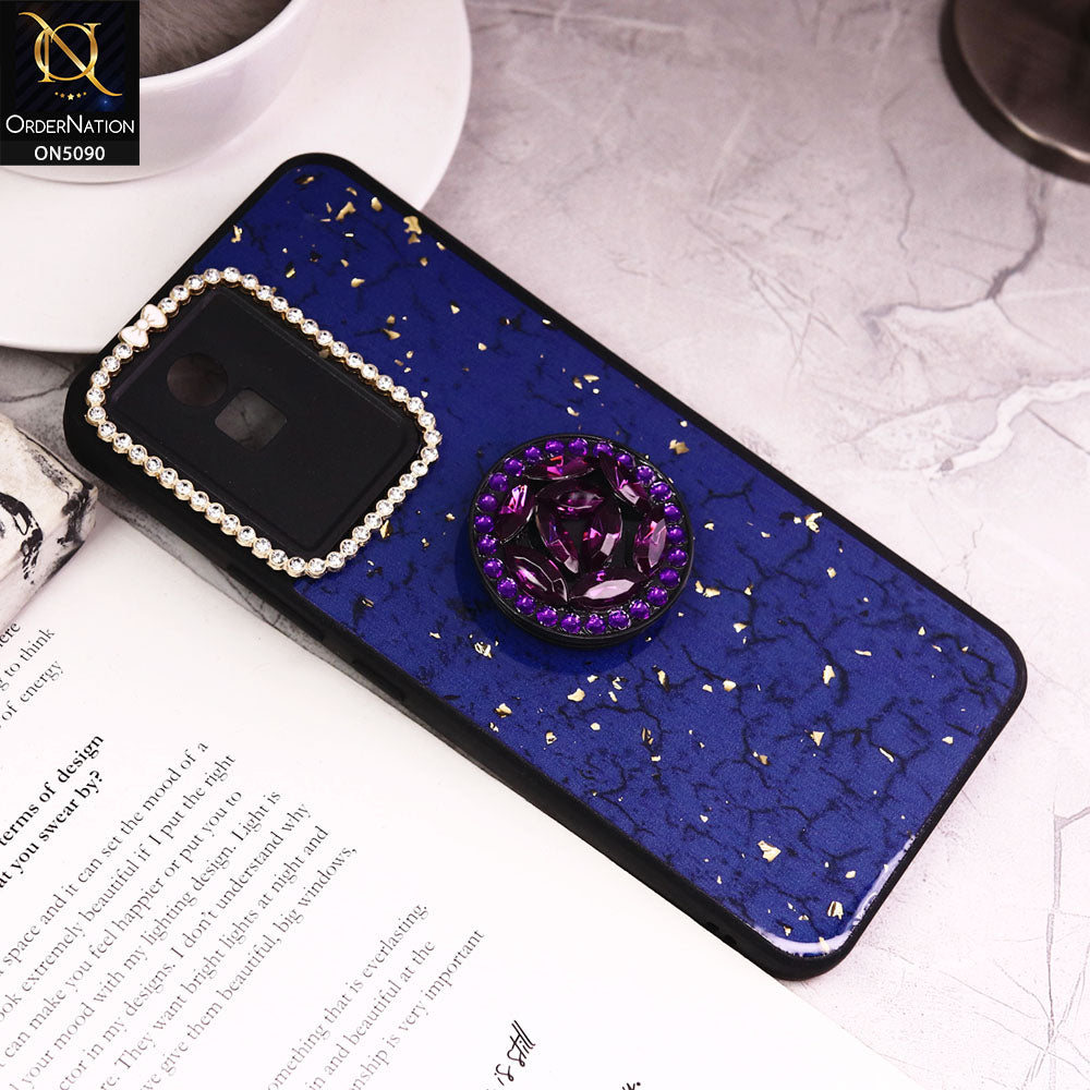 Vivo Y02t Cover - Design6 - Bling Series - Glitter Foil Soft Border Case With Holder(Glitter Does Not Move)