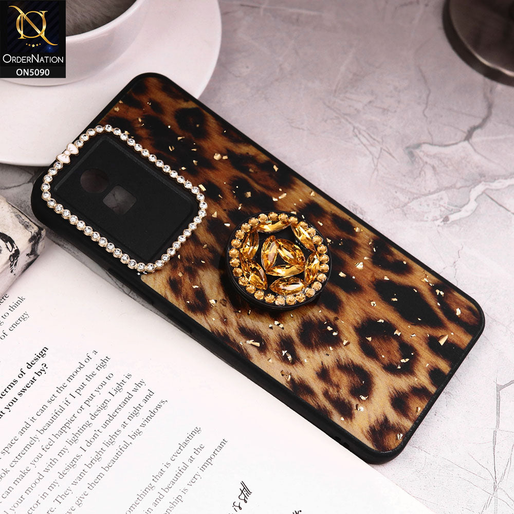 Vivo Y02 Cover - Design9 - Bling Series - Glitter Foil Soft Border Case With Holder(Glitter Does Not Move)