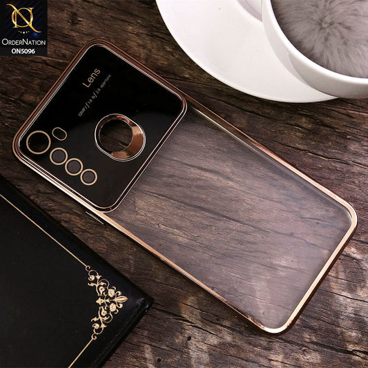 Realme 5s Cover - Golden - New Color Electroplating Borders Camera Lens Soft Transparent Case