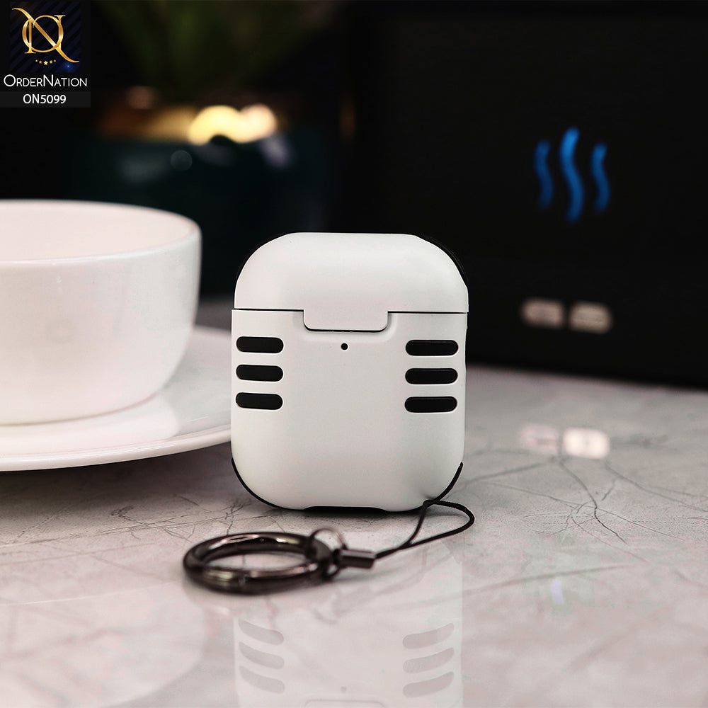 Apple Airpods 1 / 2 Cover - White - Trendy Hybrid Style Soft Shell Protective Case Compatible with Apple Airpods 1 / 2