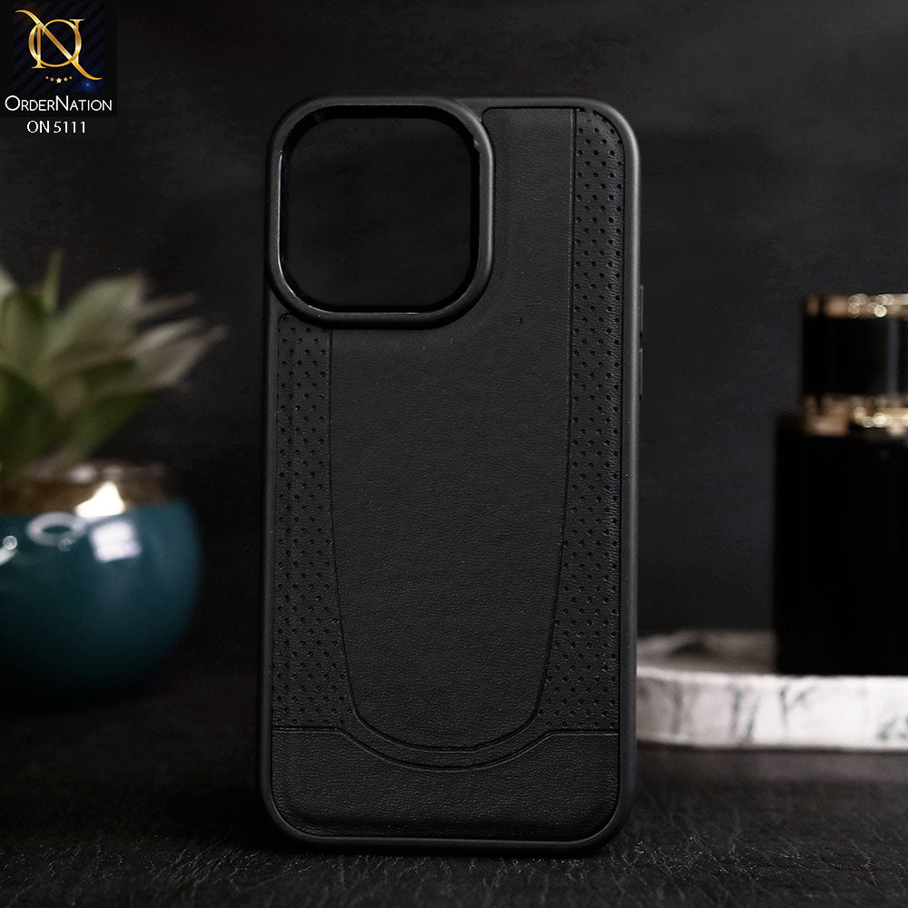iPhone 14 Pro Max Cover - Black - Luxury Sports Style Leather Texture Ultra Protective