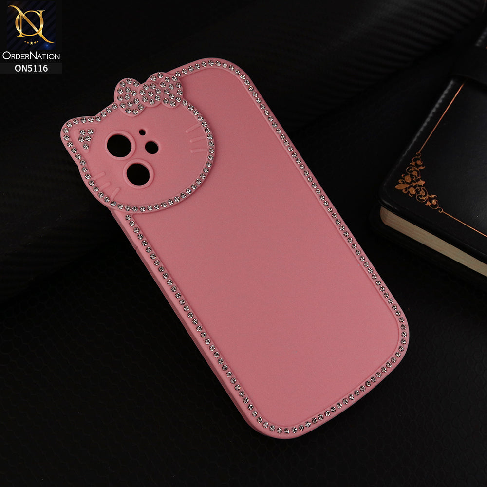 iPhone 11  Cover - Pink - Luxury Cartoon Rhinestones Soft Case With Camera Protection