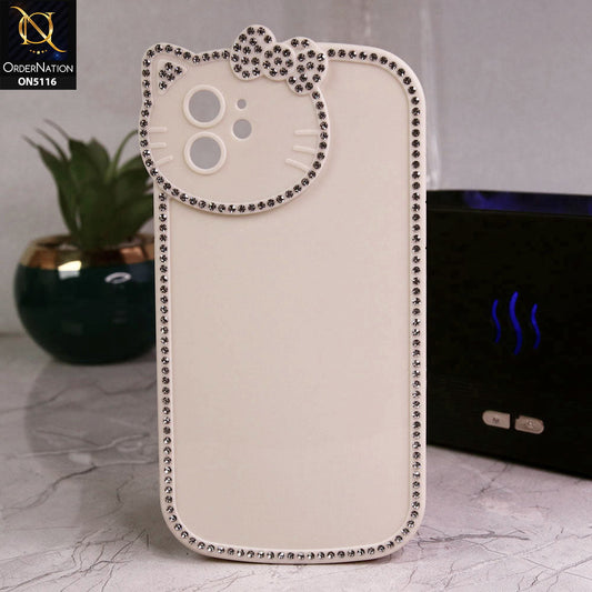 iPhone 11 Cover - Off White - Luxury Hello Kitty Rhinestones Soft Case With Camera Protection