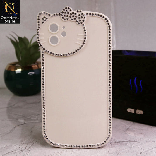 iPhone 11 Cover - Off White - Luxury Cartoon Rhinestones Soft Case With Camera Protection