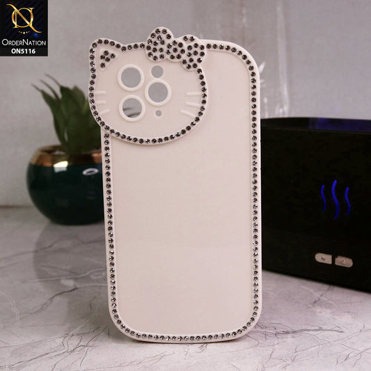 iPhone 11 Pro Cover - Off White - Luxury Cartoon Rhinestones Soft Case With Camera Protection