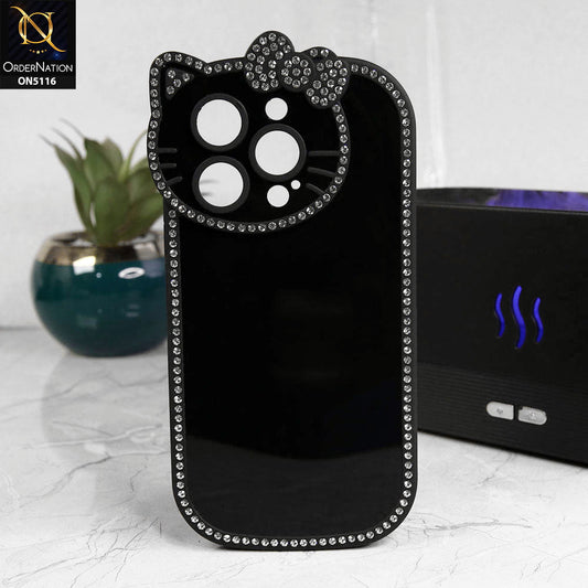 iPhone 14 Pro Cover - Black - Luxury Cartoon Rhinestones Soft Case With Camera Protection