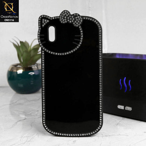 iPhone XS / X Cover - Black - Luxury Cartoon Rhinestones Soft Case With Camera Protection