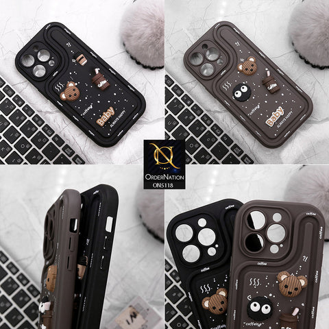 iPhone 13 Pro Cover - Brown - Cute 3D Cartoon Coffee Soft Silicon Case With Camera Protection