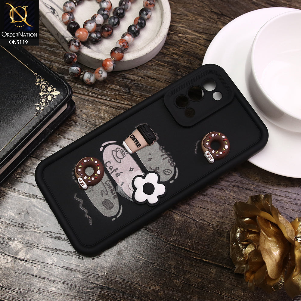 Oppo Reno 5 4G Cover - Black - D2 - Cute 3D Donut Coffee Soft Silicon Case with Camera Protection