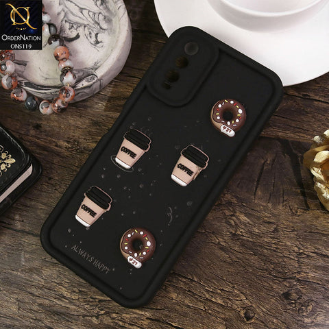 Vivo Y20s Cover - Black - Design 1 - Cute 3D Donut Coffee Soft Silicon Case with Camera Protection