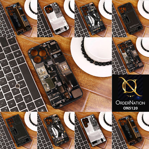 iPhone 15 Pro Max Cover - Design1 - Circuit Board Glass Case Series Soft Boards Anti-Fall With Camera Lens Protector