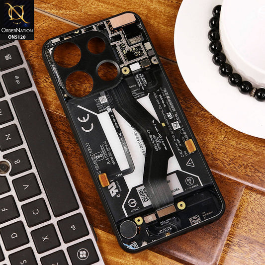 Infinix Smart 7 Plus Cover - Design3 - Circuit Board Glass Case Series Soft Boards Anti-Fall With Camera Lens Protector