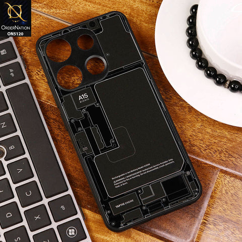 Infinix Smart 7 Plus Cover - Design4 - Circuit Board Glass Case Series Soft Boards Anti-Fall With Camera Lens Protector