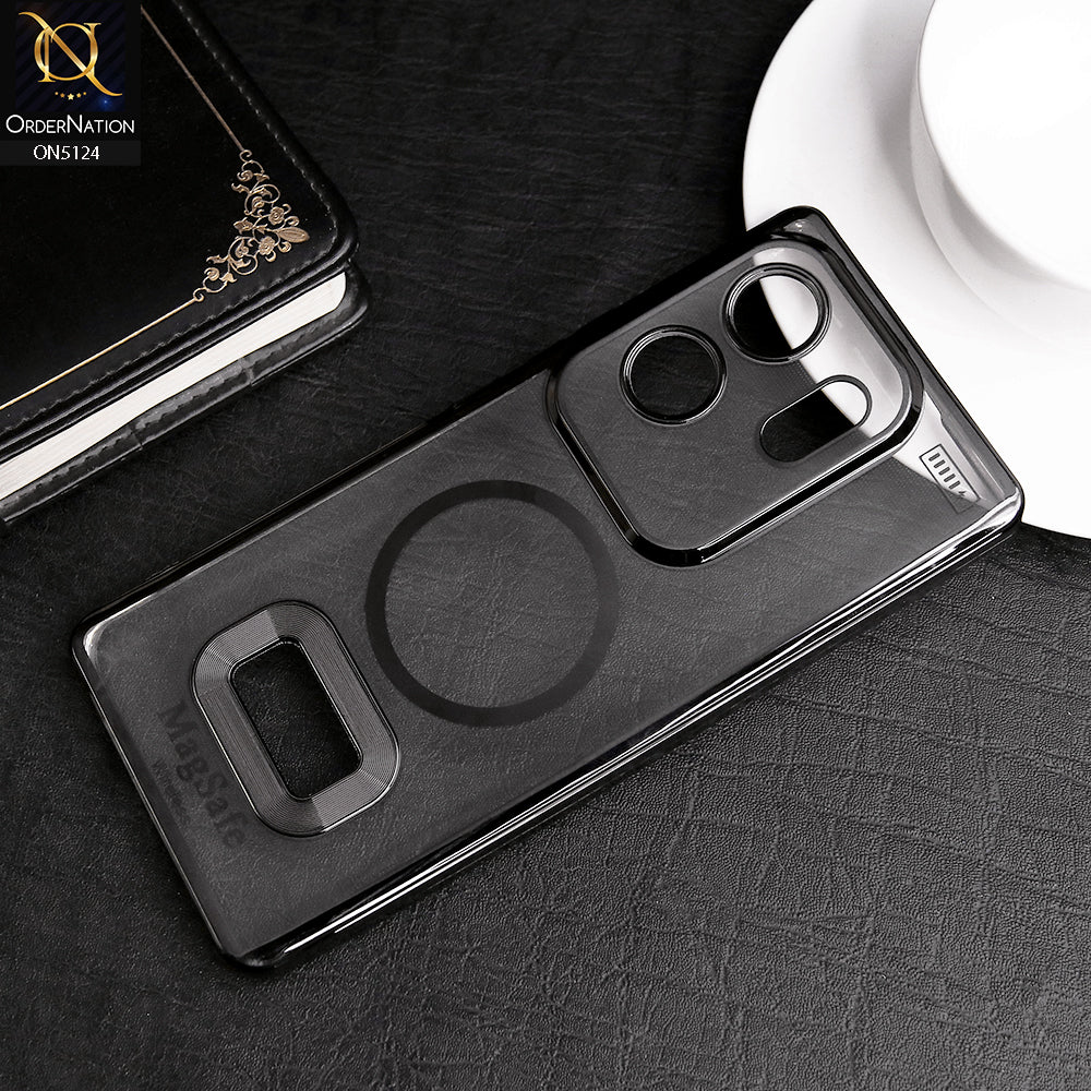 Infinix Zero 30 Cover - Black - Transparent Electroplating Borders Soft Silicon Magsafe Style Case With Camera Protection