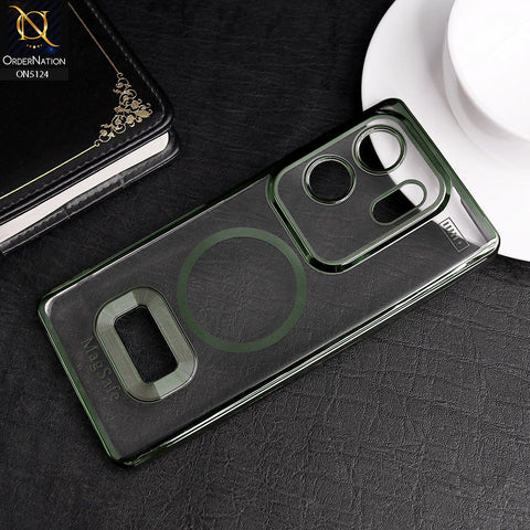 Infinix Zero 30 Cover - Green - Transparent Electroplating Borders Soft Silicon Magsafe Style Case With Camera Protection