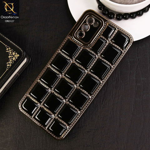 Samsung Galaxy M02s Cover - Black - New Trendy 3D Electroplating Square Grid Design Soft TPU Case