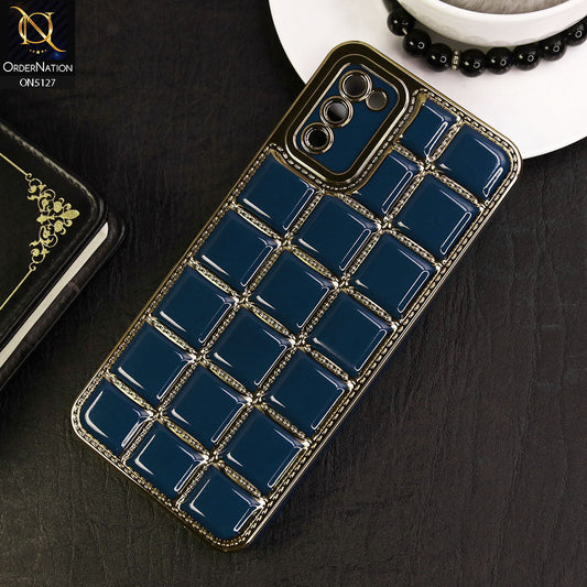 Samsung Galaxy A03s Cover - Blue - New Trendy 3D Electroplating Square Grid Design Soft TPU Case