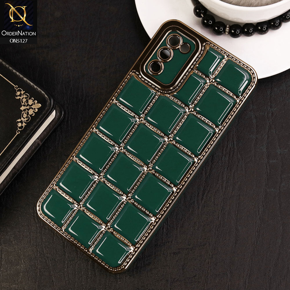 Samsung Galaxy A02s Cover - Green - New Trendy 3D Electroplating Square Grid Design Soft TPU Case