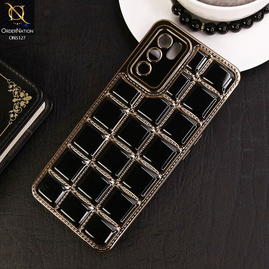 Oppo A16 Cover - Black - New Trendy 3D Electroplating Square Grid Design Soft TPU Case