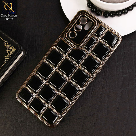 Oppo A55s Cover - Black - New Trendy 3D Electroplating Square Grid Design Soft TPU Case