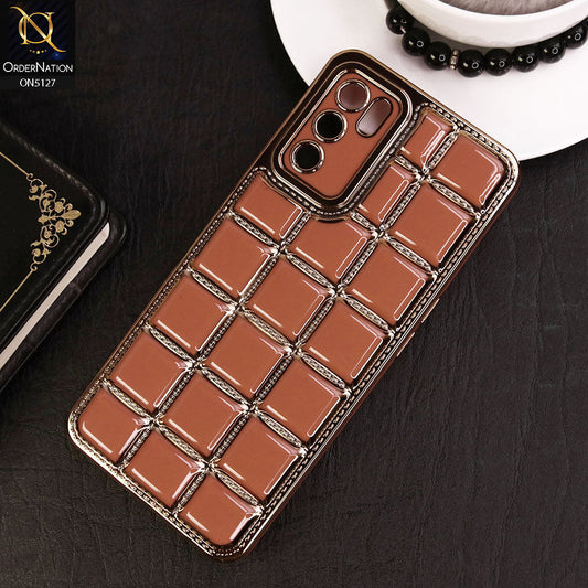 Oppo A55 5G Cover - Orange - New Trendy 3D Electroplating Square Grid Design Soft TPU Case