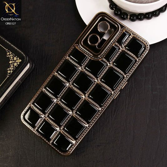 Oppo A96 4G Cover - Black - New Trendy 3D Electroplating Square Grid Design Soft TPU Case