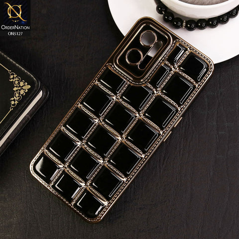 Oppo A96 4G Cover - Black - New Trendy 3D Electroplating Square Grid Design Soft TPU Case